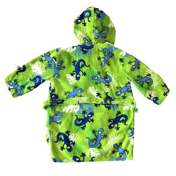 St Eve Swim Green Blue Geckos Print Hooded Terry Coverup Robe Size S 5/6 - Picture 5 of 5